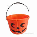 Pumpkin Buckets for Halloween Trick or Treat with Plastic Handle, Suitable for Decoration